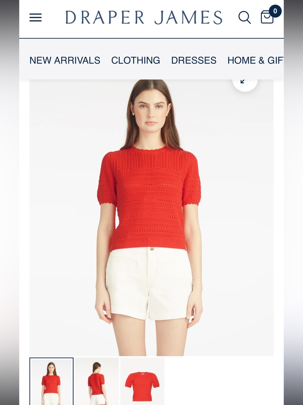 Draper James Women's Short-Sleeve Pointelle Top in Red